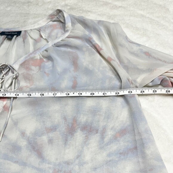 ModCloth Boho I Go Chiffon Tie Dye Pink Blue Top Women’s XL - Picture 12 of 13